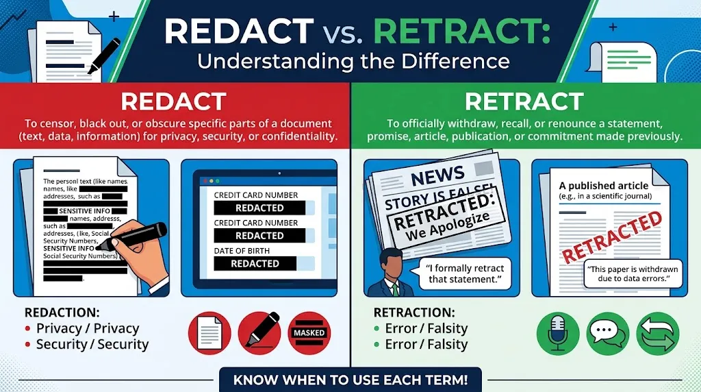 Redact vs Retract